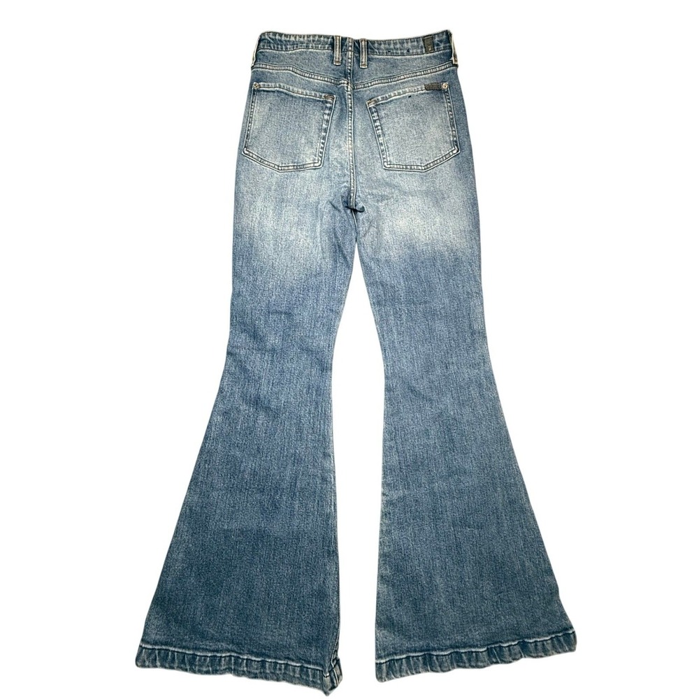 7 For All Mankind Portia Megaflare Jeans High Rise Sailor Button Fly Blue 28 - Picture 2 of 6